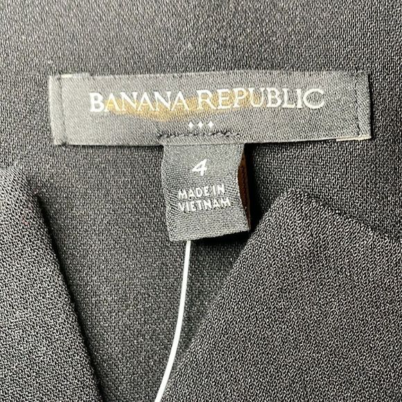 BANANA REPUBLIC Split-Neck Sheath Midi Dress, Black, Size 4 - Picture 7 of 8